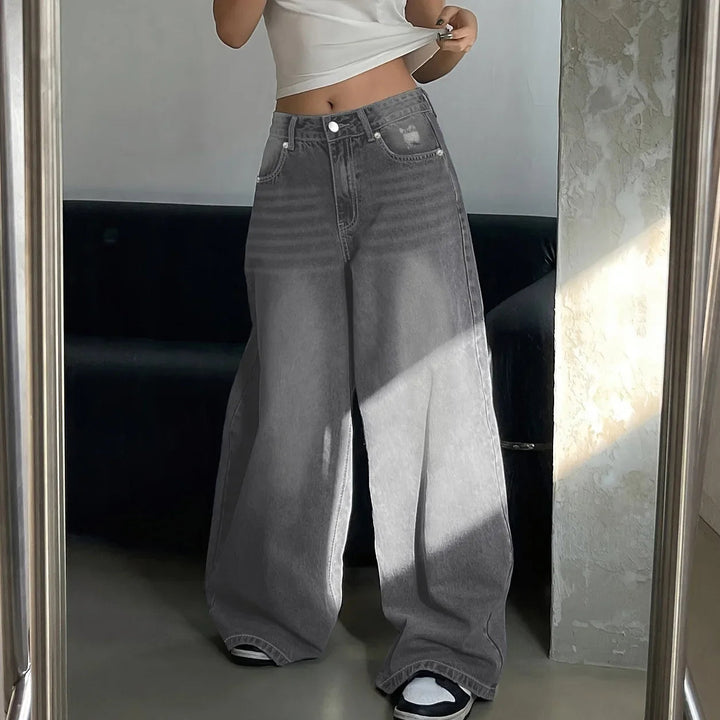 Drune | Weite Baggy-Jeans für Frauen - Mittlere Bundhöhe Komfort