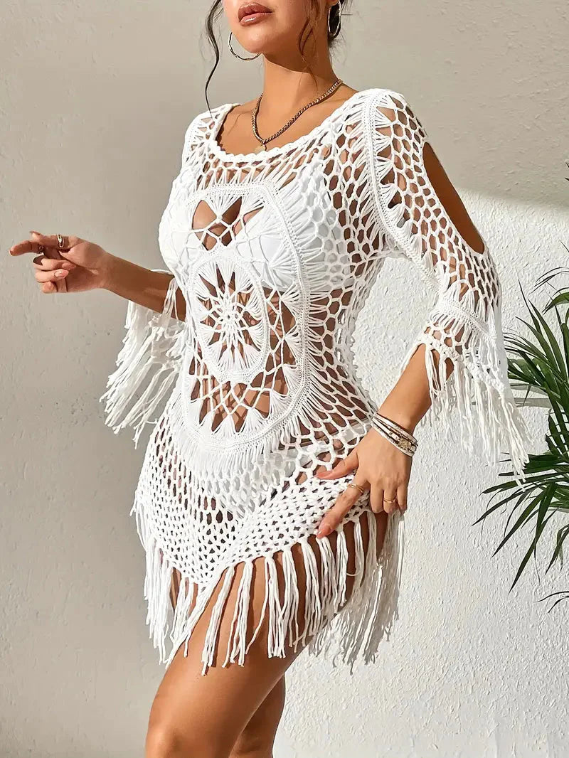 Drune | Cover Up Boho-Stil Langarm Bikini-Cover Up Strand-Outfits