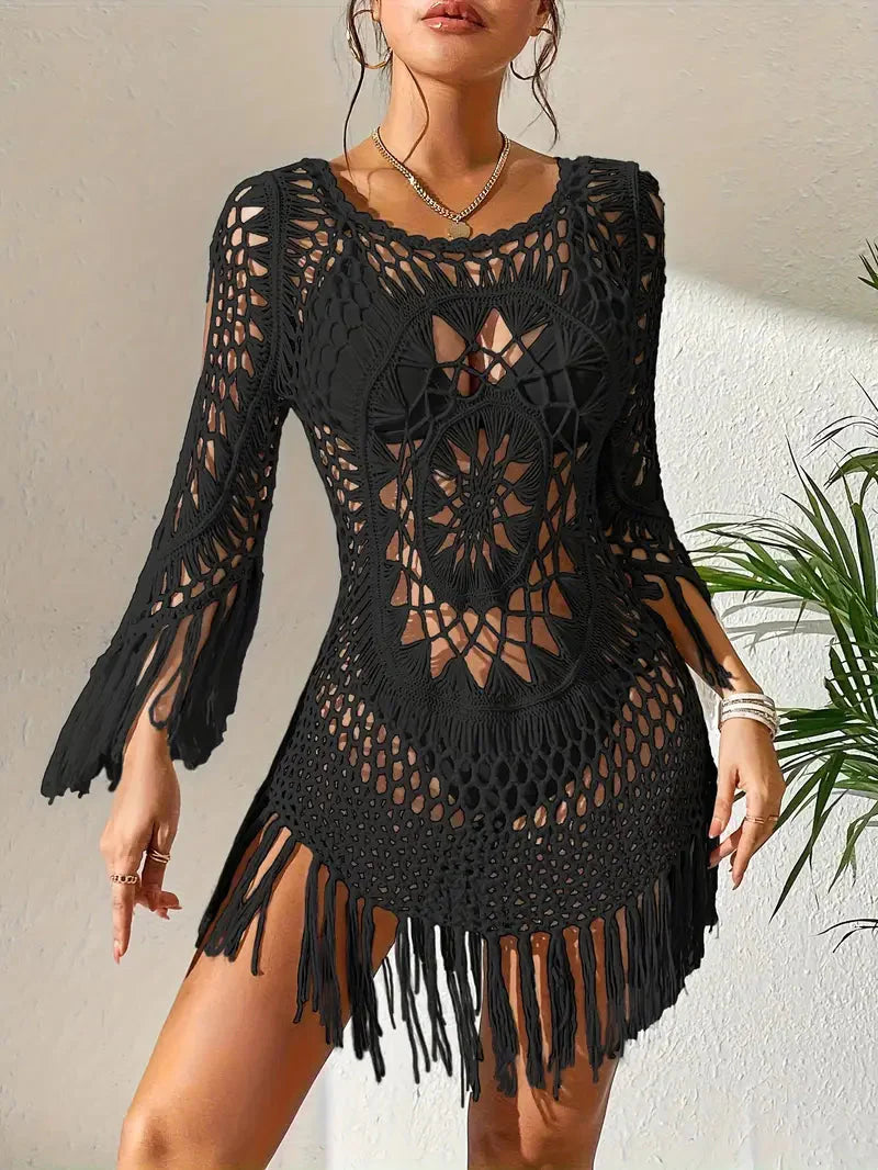 Drune | Cover Up Boho-Stil Langarm Bikini-Cover Up Strand-Outfits