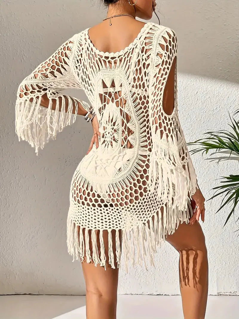 Drune | Cover Up Boho-Stil Langarm Bikini-Cover Up Strand-Outfits