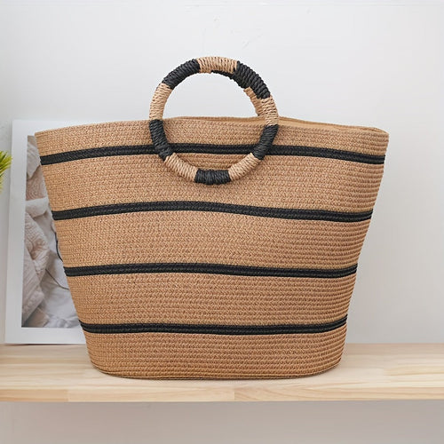 Drune | Gestreiftes Woven Tote Bag Für Damen Leicht Und Geräumig