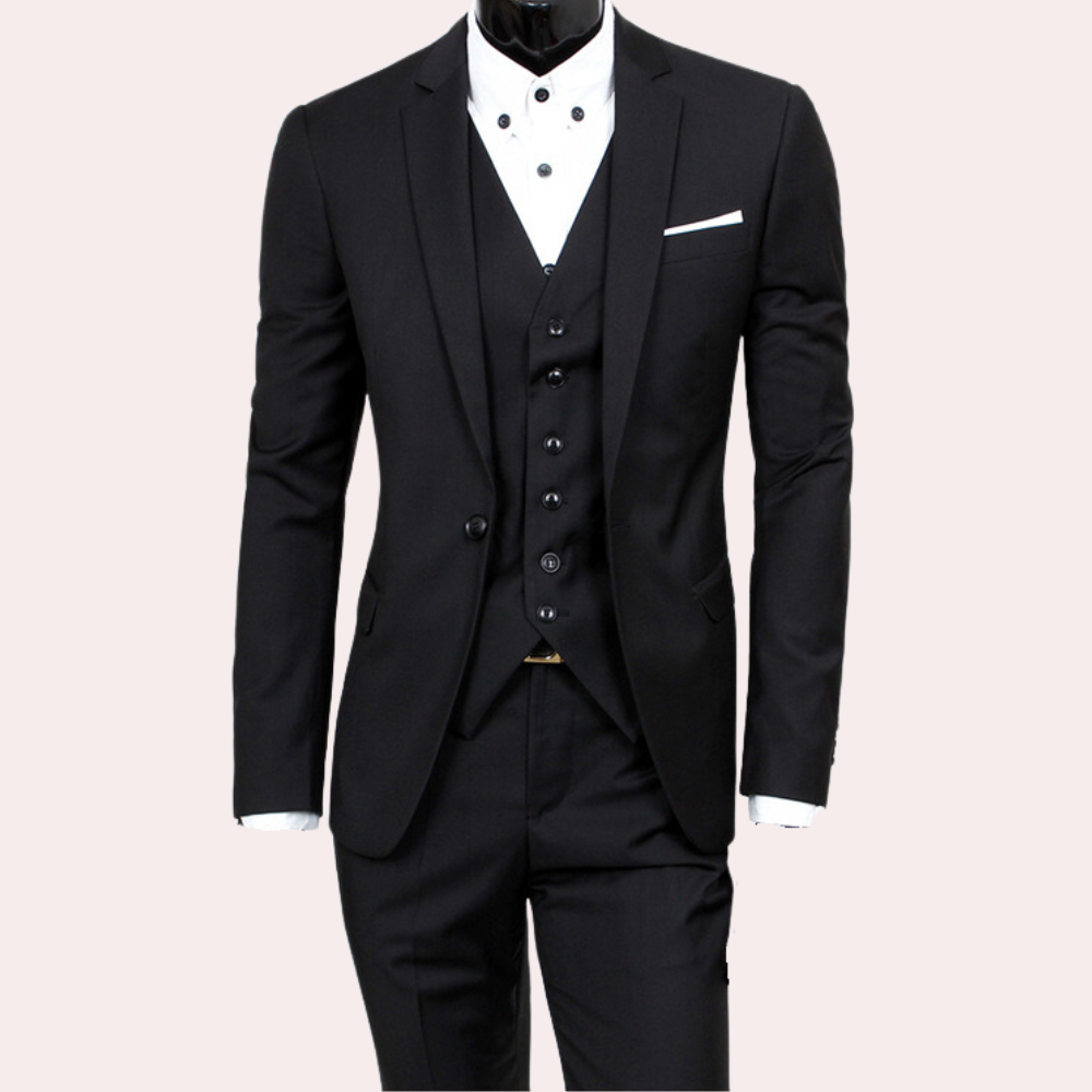 Drune | 3-teiliger Herrenanzug - Slim Fit Sakko, Weste & Hose für Business, Hochzeit & besondere Anlässe