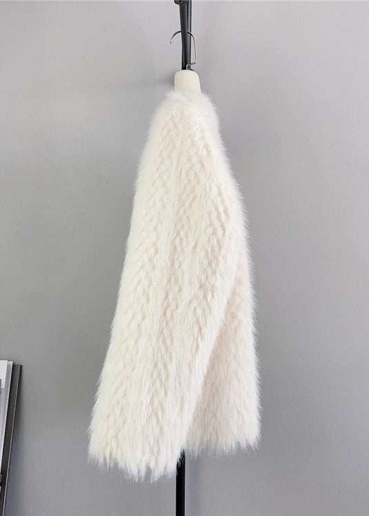 Drune | Beige O Neck Doppelreiher Nerz Cashmere Mäntel Winter
