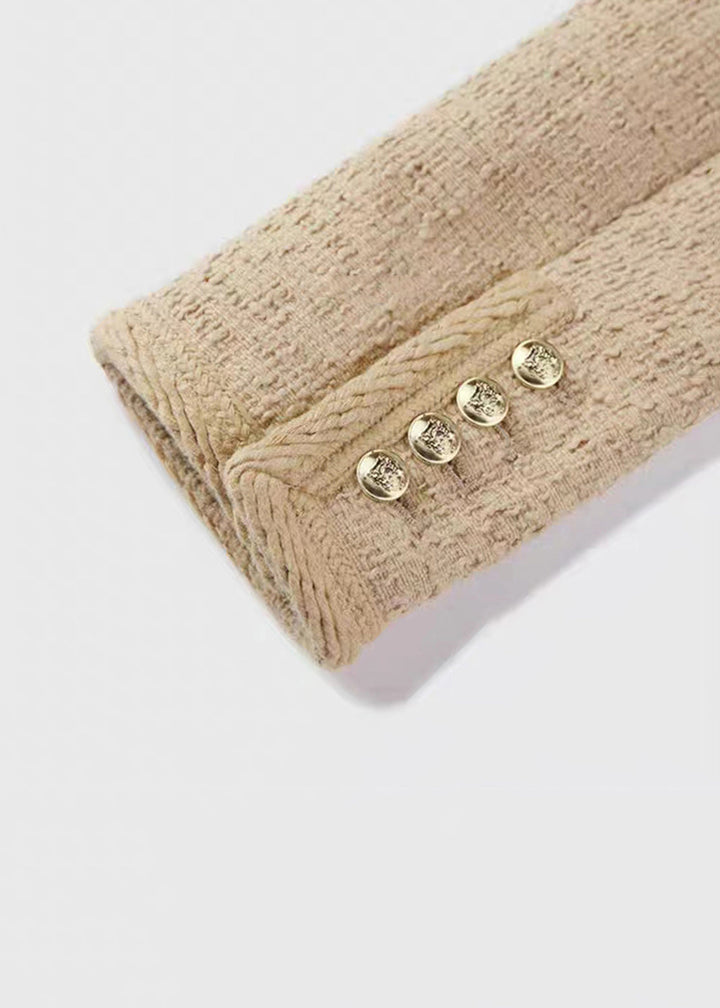 Drune | Khaki O Hals Knopf Patchwork Baumwollmäntel
