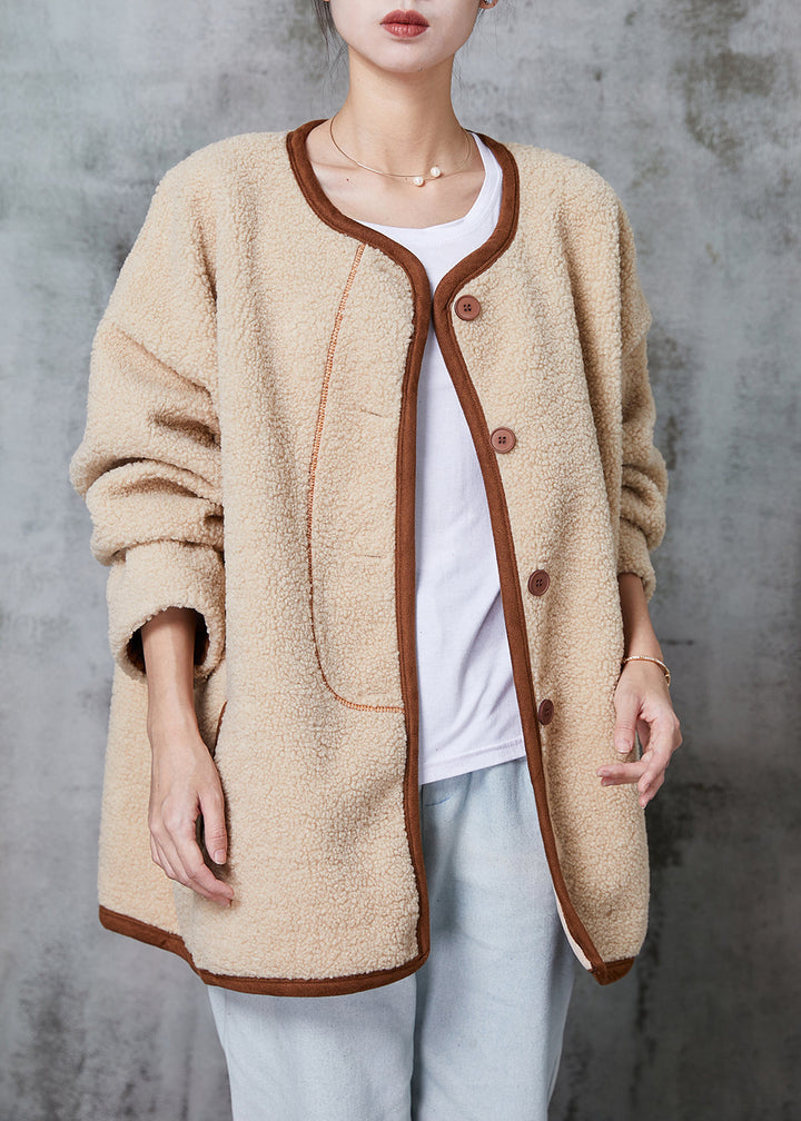 Drune | Khaki Übergroße Warme Faux Fur Teddyjacken Winter