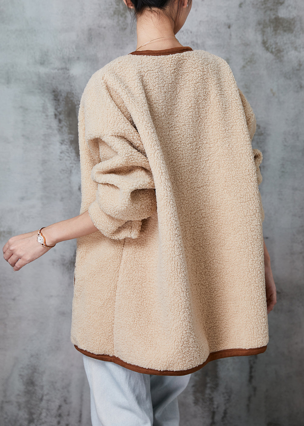 Drune | Khaki Übergroße Warme Faux Fur Teddyjacken Winter