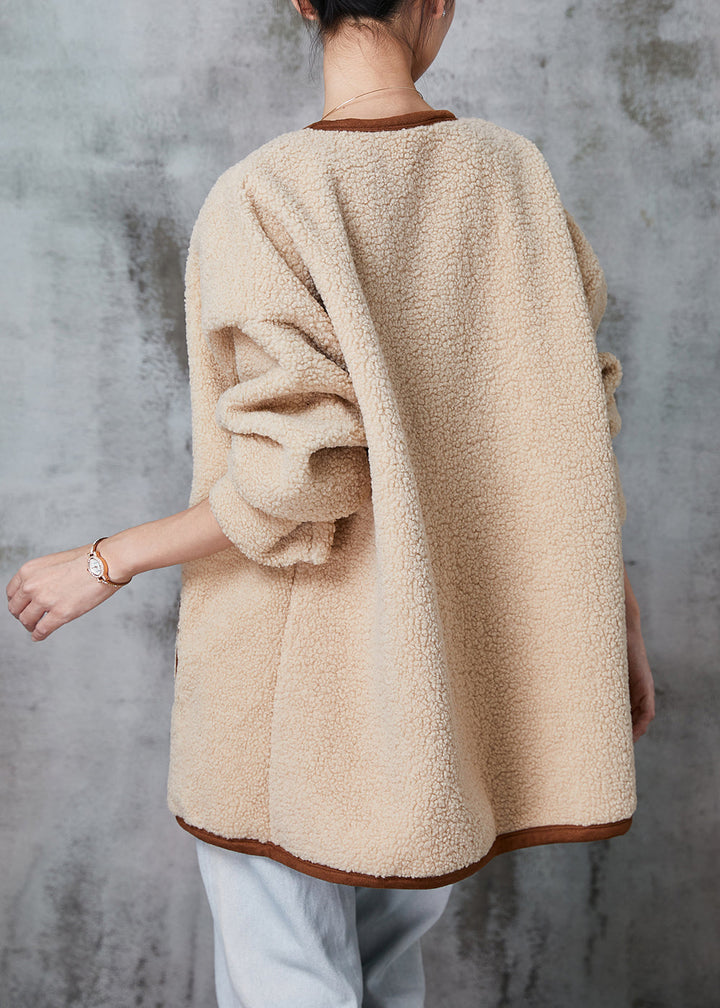 Drune | Khaki Übergroße Warme Faux Fur Teddyjacken Winter