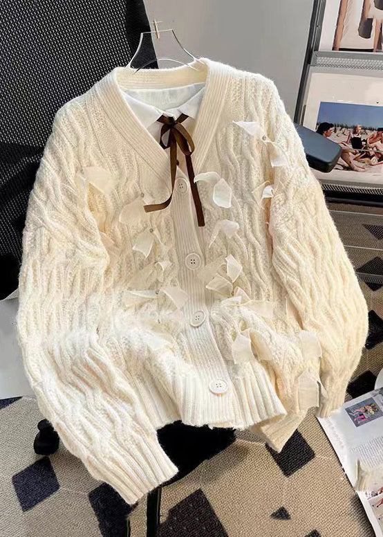 Drune | Gemütliche Patchwork Strickmäntel V-Ausschnitt Lange Ärmel