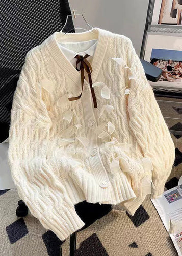 Drune | Gemütliche Patchwork Strickmäntel V-Ausschnitt Lange Ärmel