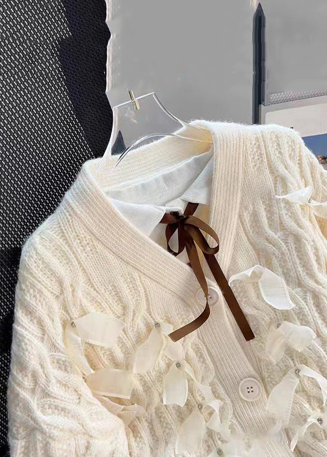 Drune | Gemütliche Patchwork Strickmäntel V-Ausschnitt Lange Ärmel