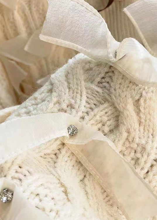 Drune | Gemütliche Patchwork Strickmäntel V-Ausschnitt Lange Ärmel