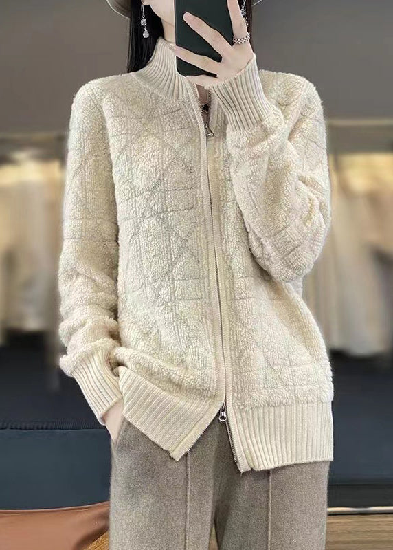 Drune | Bequeme Patchwork-Wollmäntel Stehkragen Lange Ärmel