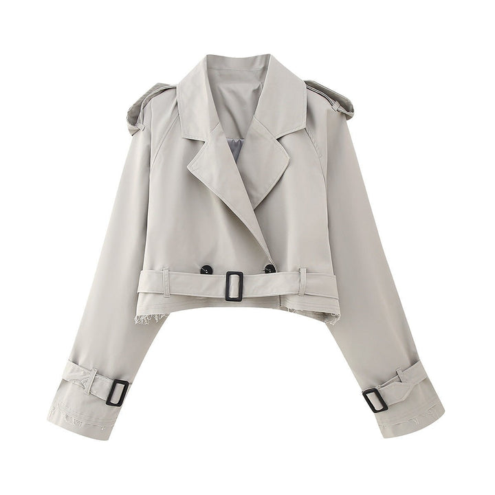 Drune | Gürtelter Cropped Trenchcoat mit Doppelreihigem Design