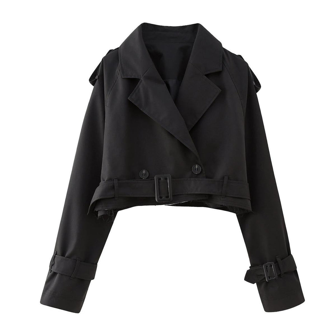 Drune | Gürtelter Cropped Trenchcoat mit Doppelreihigem Design