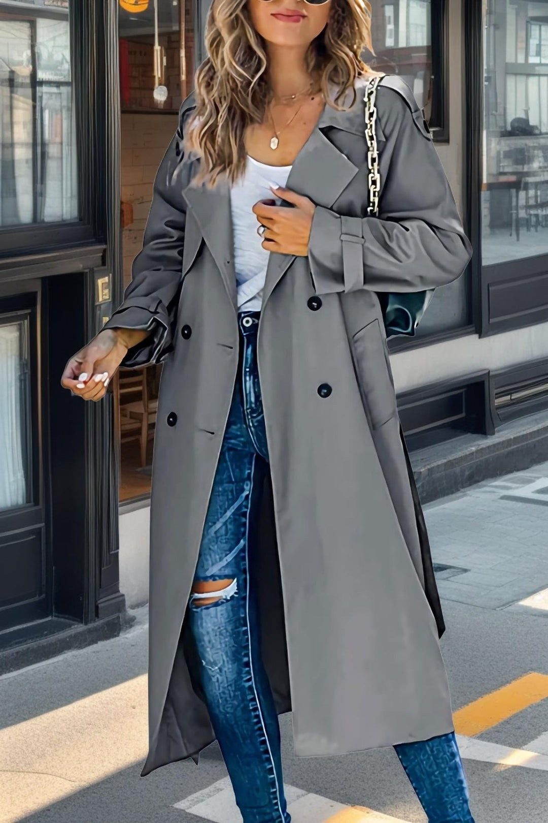 Drune | Gürtelter Doppelreihiger Trenchcoat Für Damen