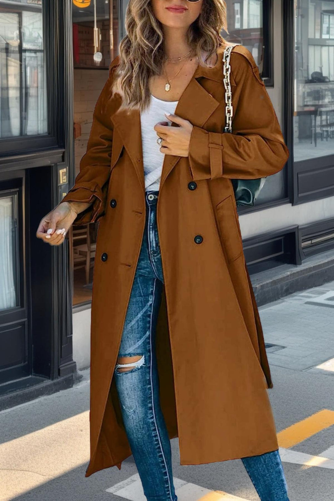 Drune | Gürtelter Doppelreihiger Trenchcoat Für Damen