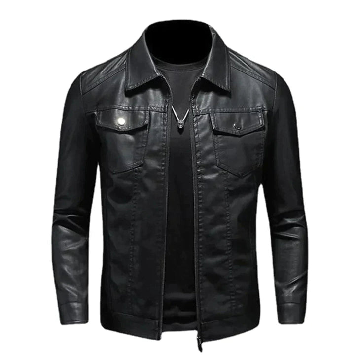 Drune | Klassische Motorradhjacke für Herren Schwarz