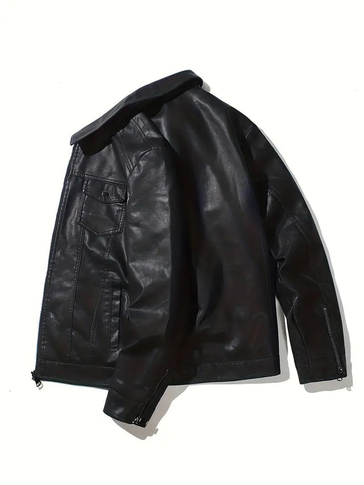 Drune | Klassische Motorradhjacke für Herren Schwarz