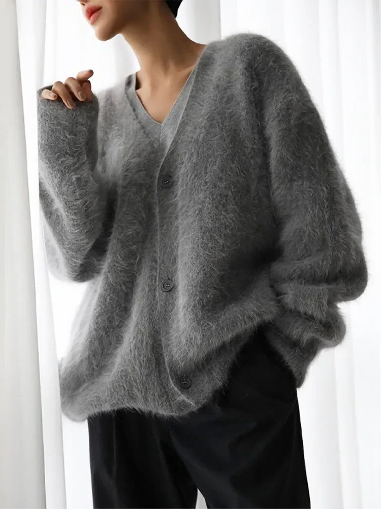 Drune | Kaschmir-Cardigan für Damen | Weicher Cardigan für Damen | Klassischer Cardigan mit Knöpfen