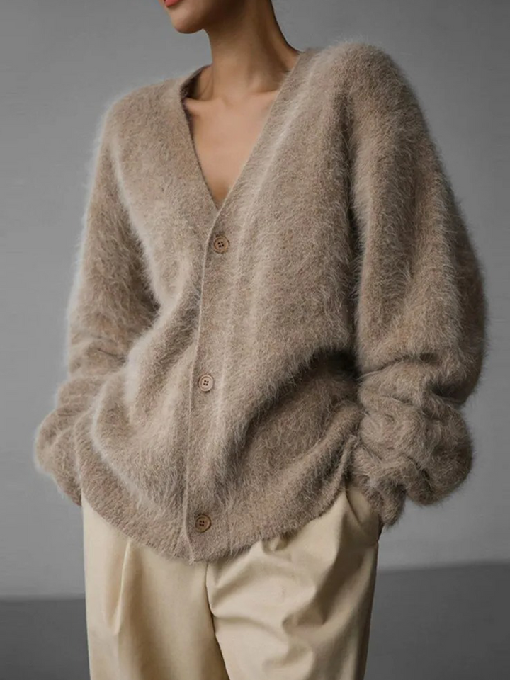 Drune | Kaschmir-Cardigan für Damen | Weicher Cardigan für Damen | Klassischer Cardigan mit Knöpfen