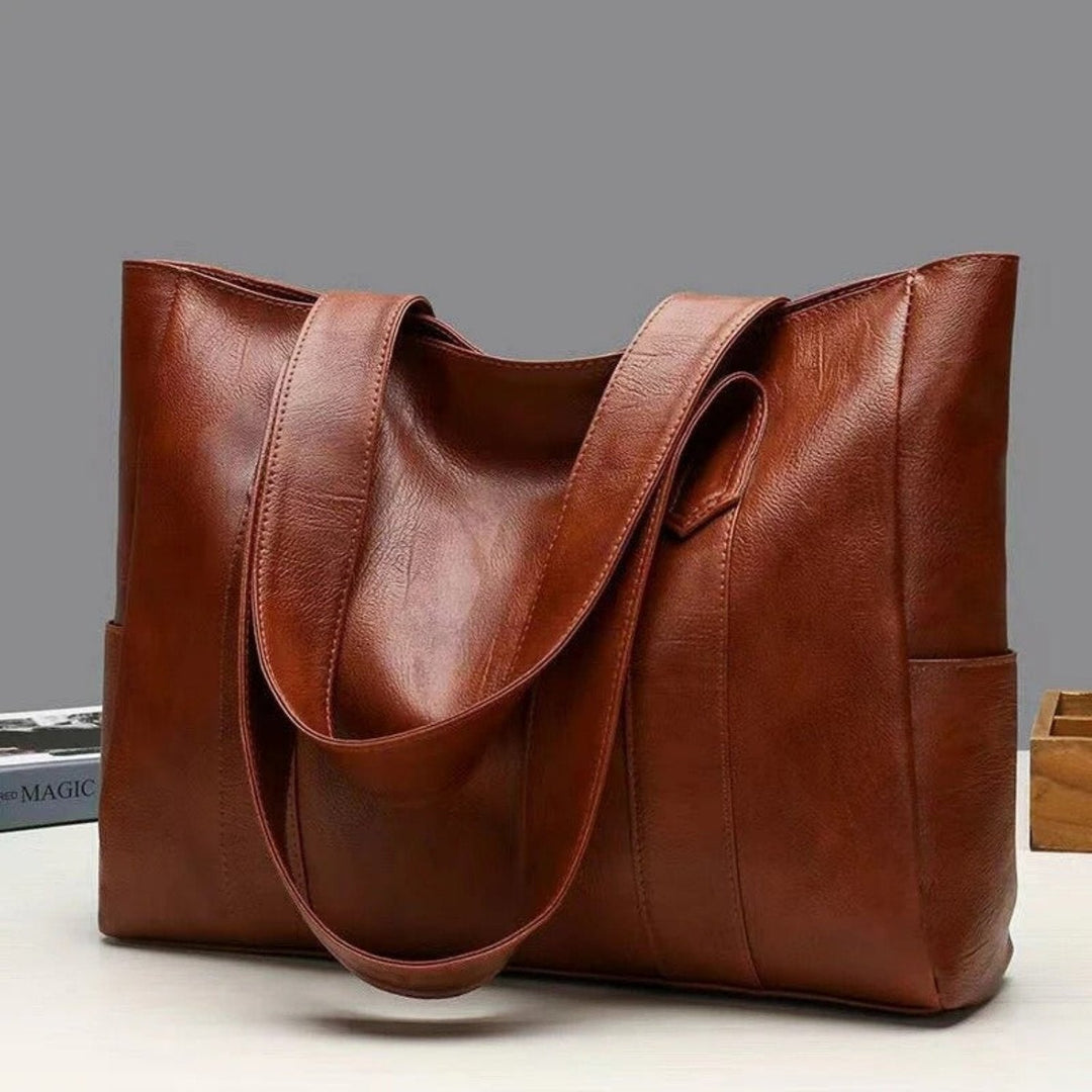 Drune | Leder Schultertasche Große Kapazität Klassischer Vintage-Stil Elegante Tragetasche für Den Alltag