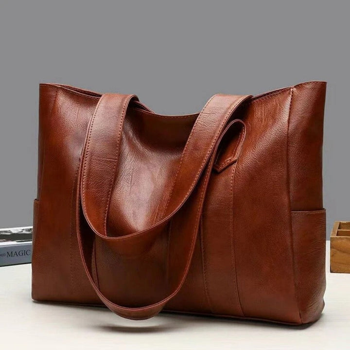 Drune | Leder Schultertasche Große Kapazität Klassischer Vintage-Stil Elegante Tragetasche für Den Alltag
