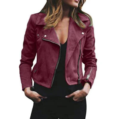 Drune | Pu Leder Reißverschluss Wildlederjacke Damenjacke
