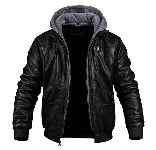 Drune | Stilvolle Premium Leder Winterjacke mit Kapuze