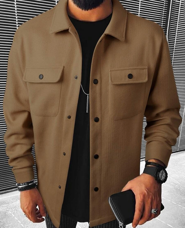 Drune | Hemdjacke Wollmischung Normale Passform Knopfverschluss Brusttaschen