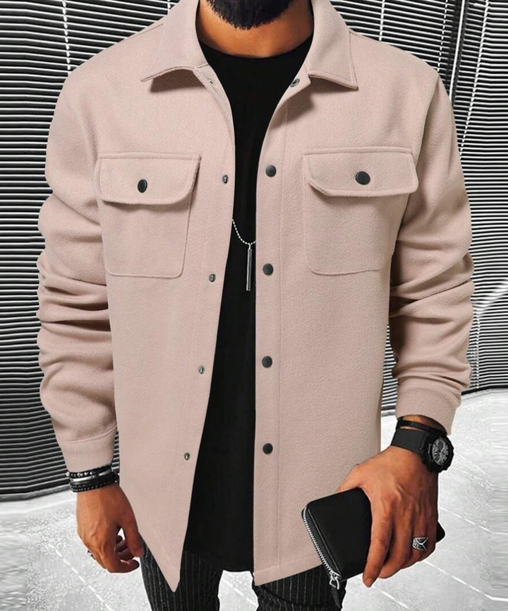 Drune | Hemdjacke Wollmischung Normale Passform Knopfverschluss Brusttaschen