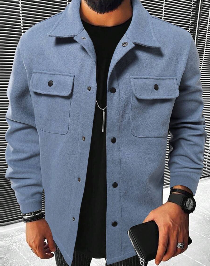 Drune | Hemdjacke Wollmischung Normale Passform Knopfverschluss Brusttaschen