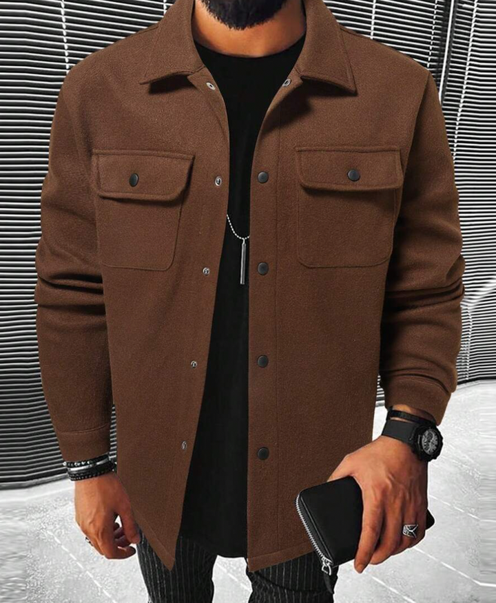 Drune | Hemdjacke Wollmischung Normale Passform Knopfverschluss Brusttaschen