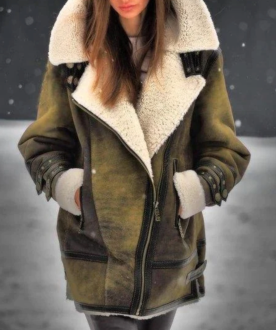 Drune | Kunstleder-Pufferjacke mit warmem Fleece-Futter