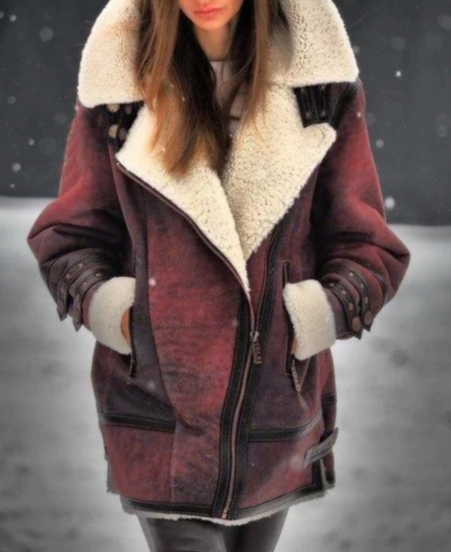 Drune | Kunstleder-Pufferjacke mit warmem Fleece-Futter
