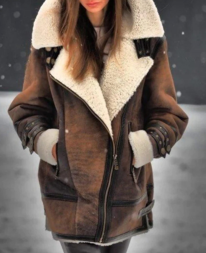 Drune | Kunstleder-Pufferjacke mit warmem Fleece-Futter