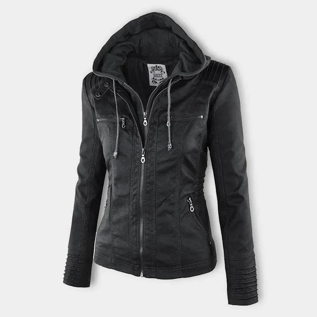 Drune | Lederjacke für Damen mit Kapuze