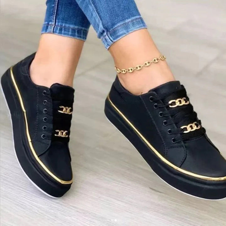 Drune | stilvolle Damenschuhe Sneakers mit goldenen Akzenten