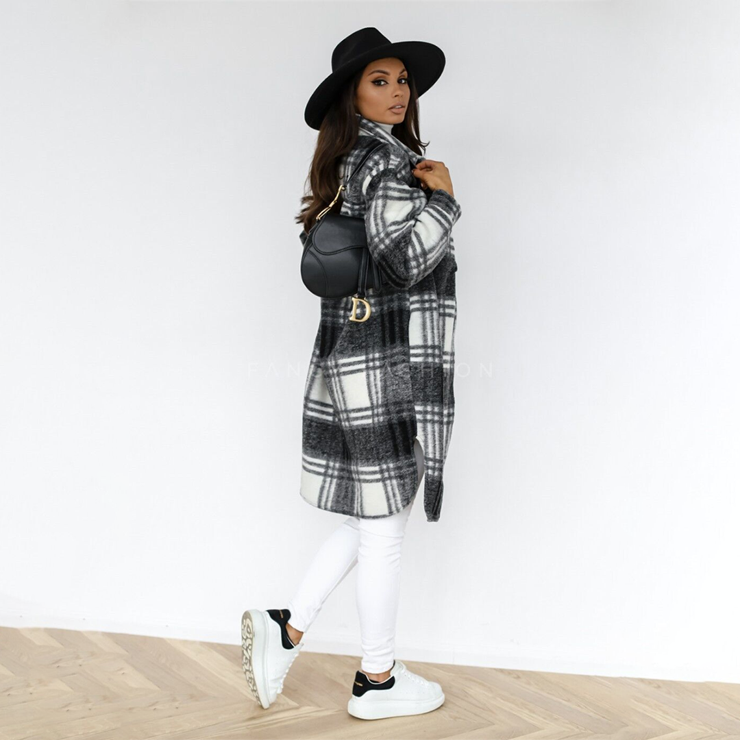 Drune | Mantel – Karierter Plaid mit Knopfverschluss