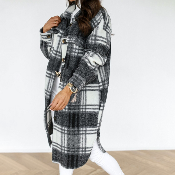 Drune | Karierte lange Damenjacke