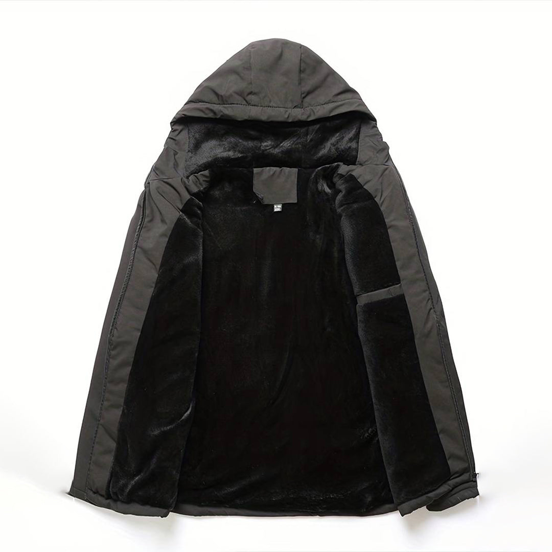 Drune | Herren Bequemer Schwarzer Windbreaker - Warmfutter Detail
