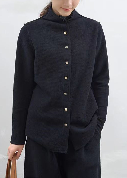 Drune | Knopf-Patchwork Lockere Baumwollmäntel Lange Ärmel