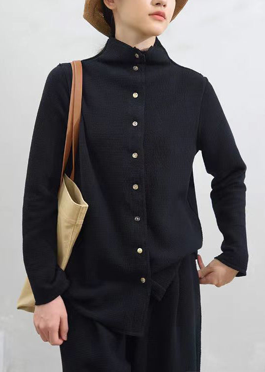 Drune | Knopf-Patchwork Lockere Baumwollmäntel Lange Ärmel