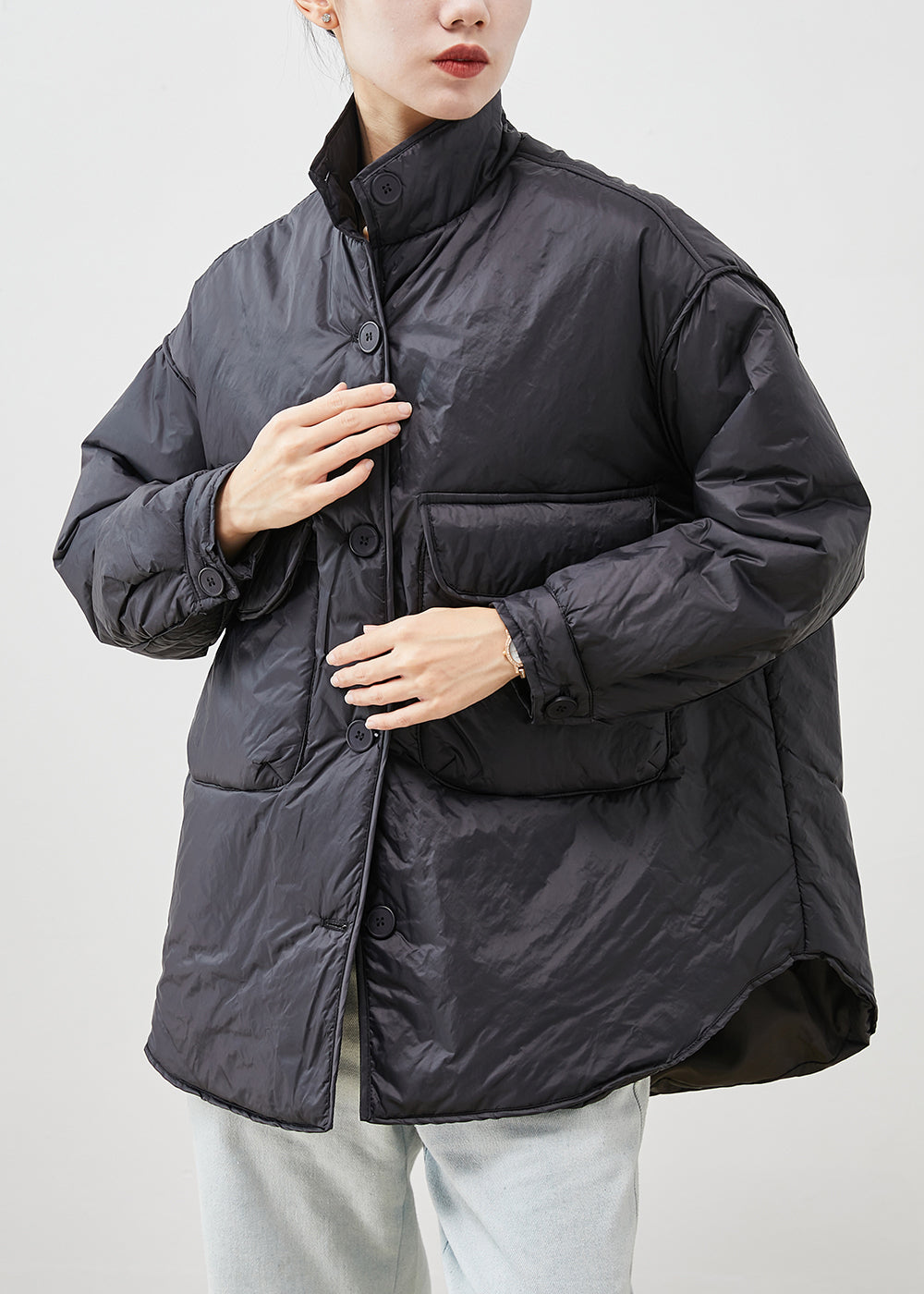 Drune | Feine Baumwollgefüllte Pufferjacken Stehkragen Taschen Winter
