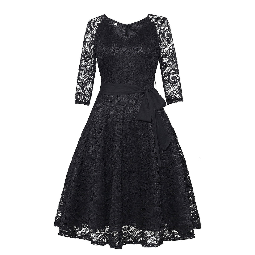 Drune | Spitzen-Illusionsärmel Cocktailkleid