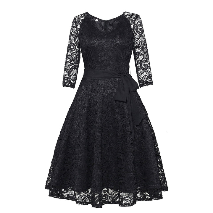 Drune | Spitzen-Illusionsärmel Cocktailkleid