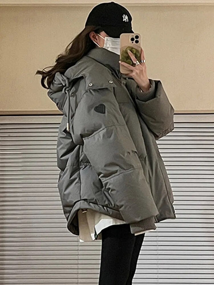 Drune Pufferjacke Winter mit Kapuze Dick und warm