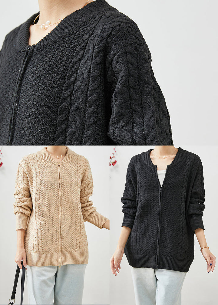 Drune | Übergroße Warme Kabelstrickmäntel Mit Reißverschluss