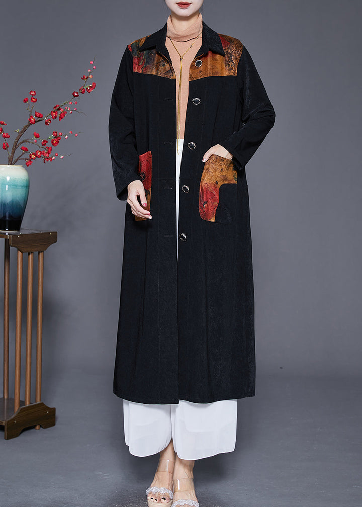 Drune | Patchwork Trenchcoats Übergrößen Knopfverschluss