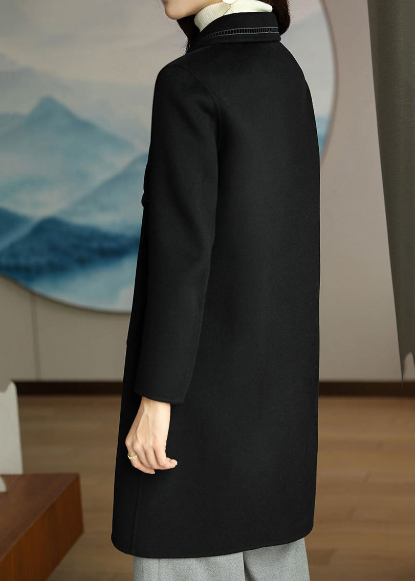 Drune | Patchwork Wolltrenchcoats Umlegekragen Knopfverschluss