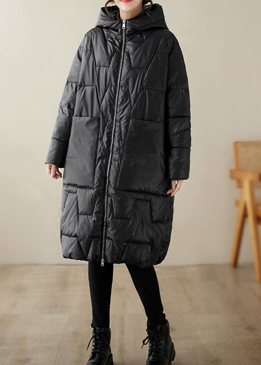 Drune | Taschen Feine Baumwollgefüllte Mäntel mit Kapuze Reißverschluss Winter